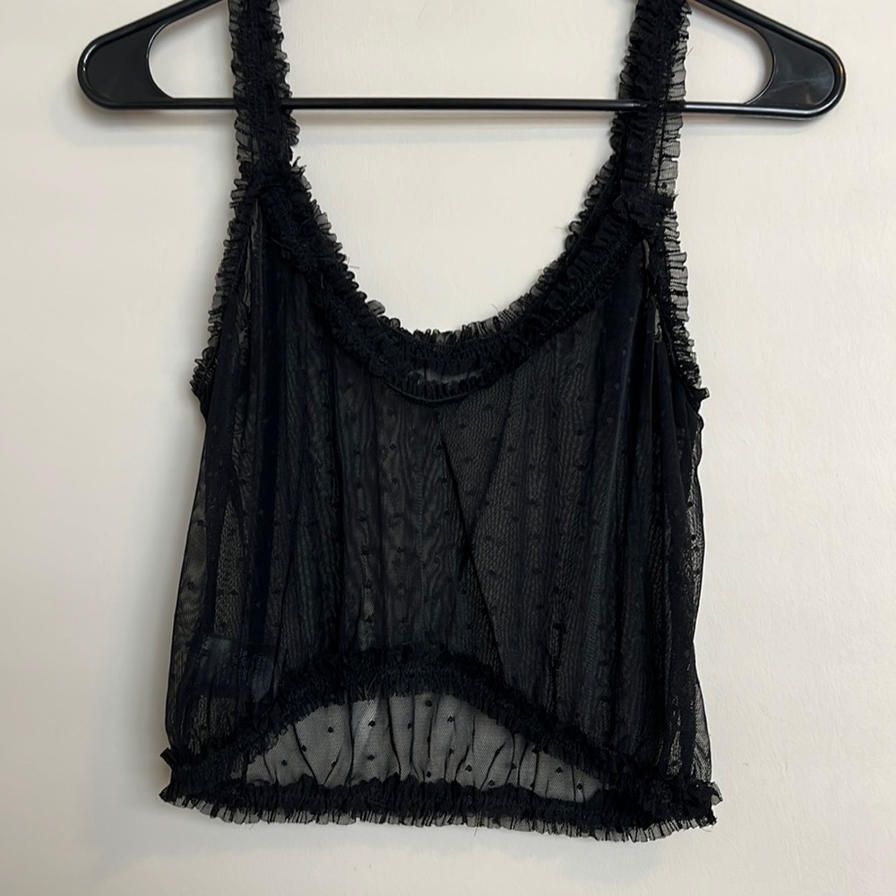 Black see through going out top